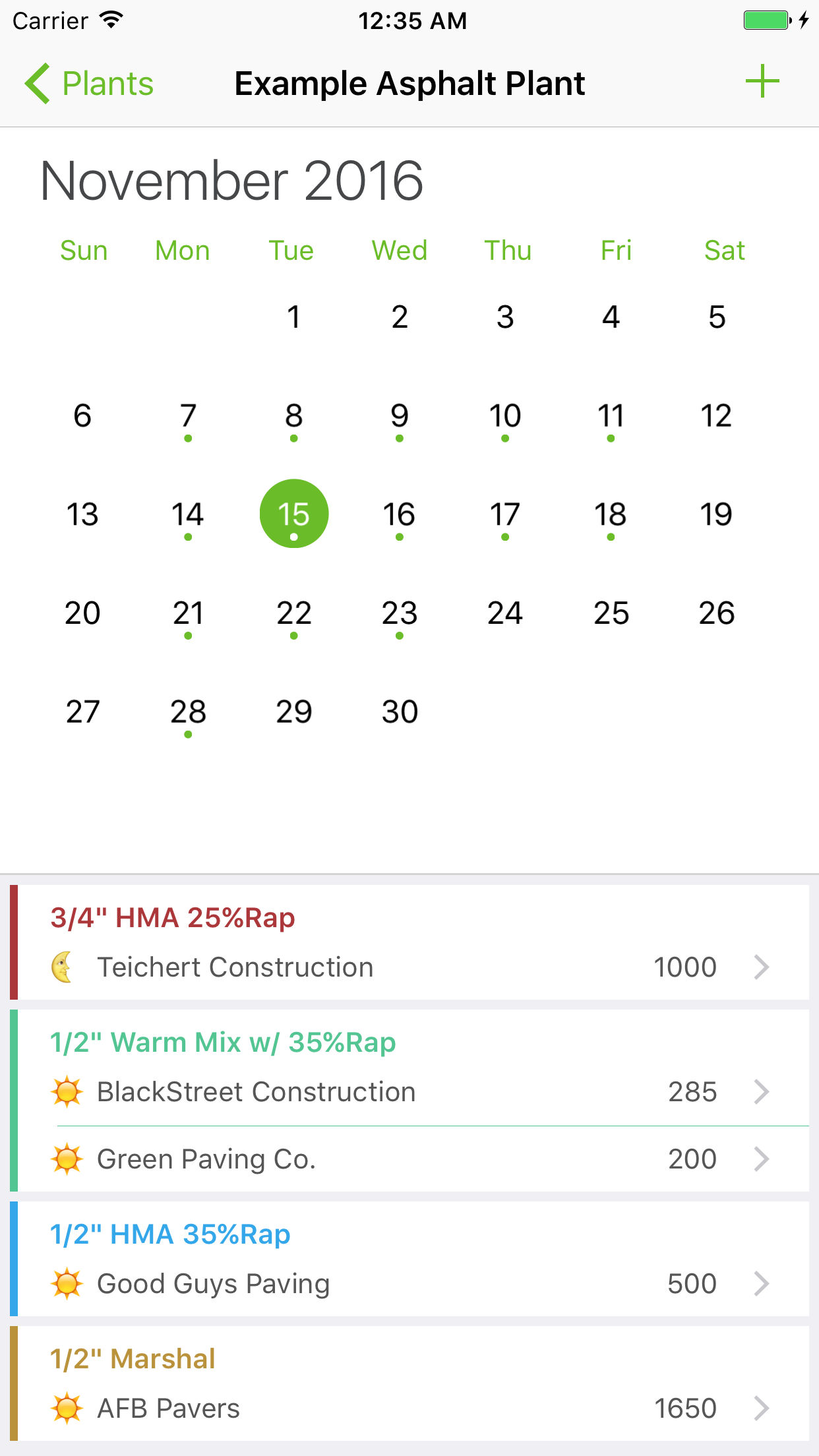 asphalt scheduling aggregate schedule app iphone